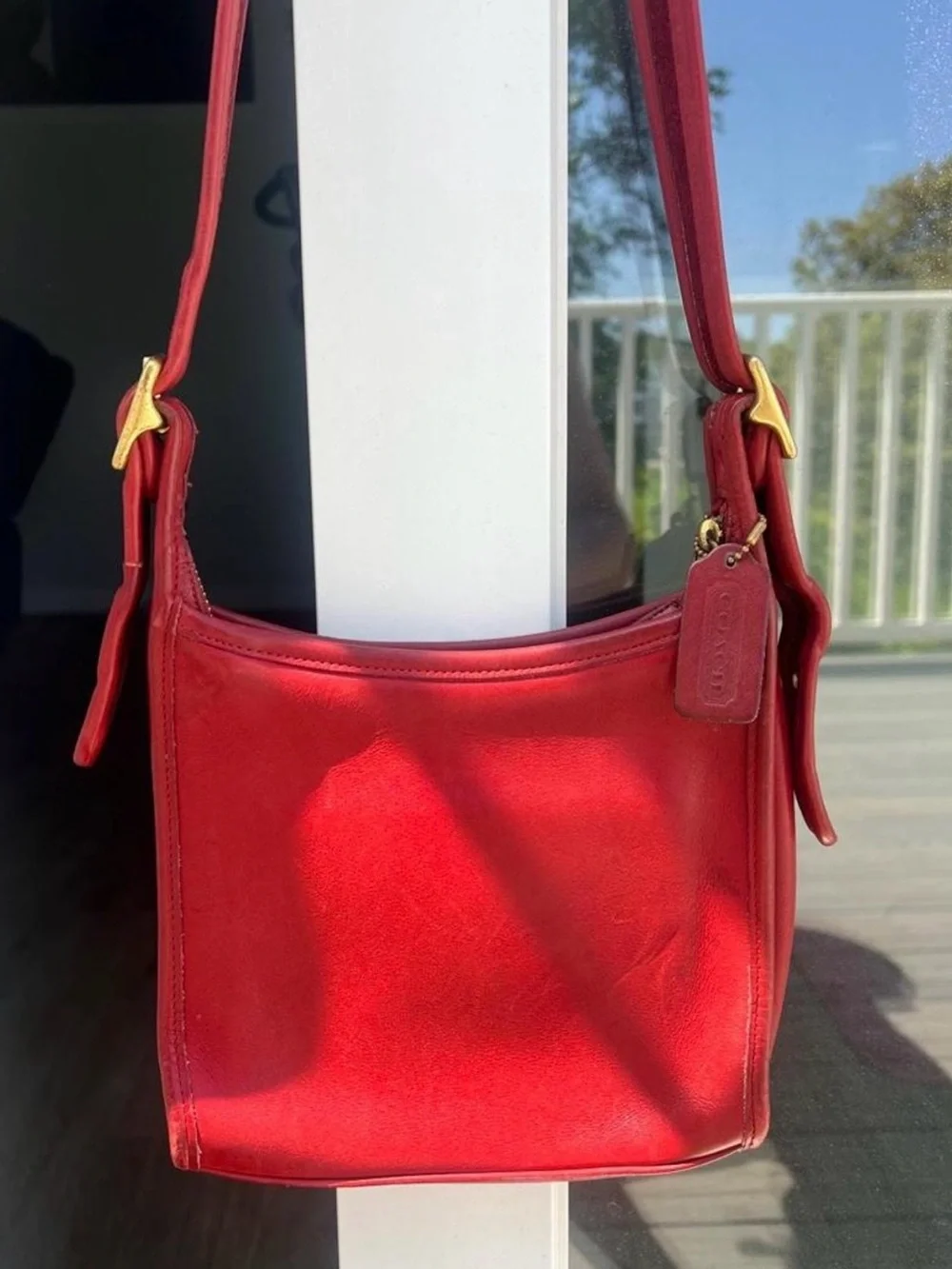 Vintage Coach Legacy Zip Rare 9997 Red Leather Shoulder/Crossbody Bag